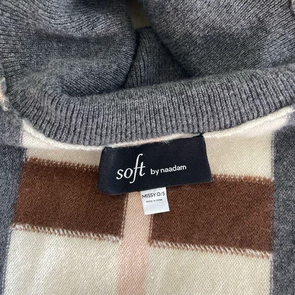 NAADAM Women's Soft Plaid Jacquard Poncho Cream Brown Pink 100% Cashmere - Picture 6 of 9